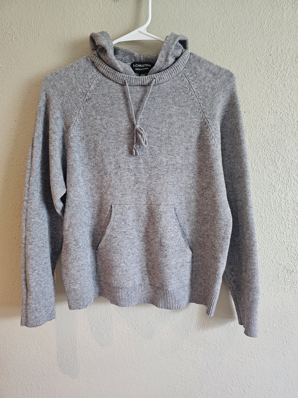 S. Christina 100% Cashmere Gray Hoodie Sweater S/M